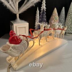 RARE Royal Electric Co Light-Up Antique Hard Plastic Sleigh Santa & Rudolph HTF