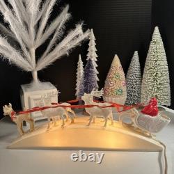 RARE Royal Electric Co Light-Up Antique Hard Plastic Sleigh Santa & Rudolph HTF
