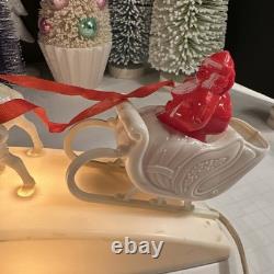 RARE Royal Electric Co Light-Up Antique Hard Plastic Sleigh Santa & Rudolph HTF