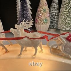 RARE Royal Electric Co Light-Up Antique Hard Plastic Sleigh Santa & Rudolph HTF