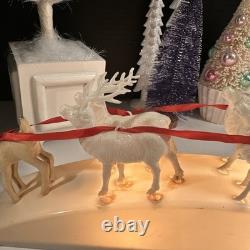 RARE Royal Electric Co Light-Up Antique Hard Plastic Sleigh Santa & Rudolph HTF
