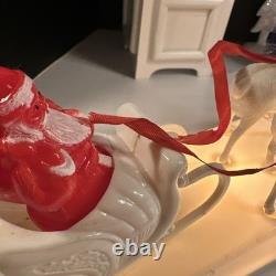 RARE Royal Electric Co Light-Up Antique Hard Plastic Sleigh Santa & Rudolph HTF