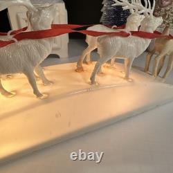 RARE Royal Electric Co Light-Up Antique Hard Plastic Sleigh Santa & Rudolph HTF