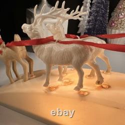 RARE Royal Electric Co Light-Up Antique Hard Plastic Sleigh Santa & Rudolph HTF