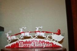 RARE Royal Electric Santa Sleigh & Reindeer Merry Christmas Stand Light