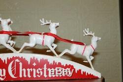 RARE Royal Electric Santa Sleigh & Reindeer Merry Christmas Stand Light