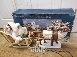 RARE Traditions Holiday Animated Santa Reindeer & Sleigh Holiday Creations 1998
