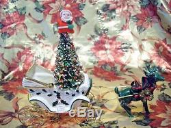 RARE VTG Japan Christmas Sleigh, Napco Reindeer & Santa Bottle Brush Tree EX