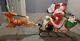 Rare Vtg Santa Claus In Sleigh + Reindeer Christmas Blow Mold 1970 Empire