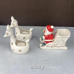 RARE! Vtg 1960 MCM Holt Howard 3-pc. Santa & Reindeer Christmas Sleigh REPAIRED