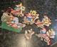 Rare Vtg 70's Santa Sleigh Flocked Reindeer Rudolph Elves Die Cut Christmas 6 Ft