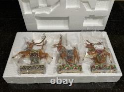 READ Jim Shore Lot Santa Sleigh Delivering Joy & the 3 Dash Away Reindeer