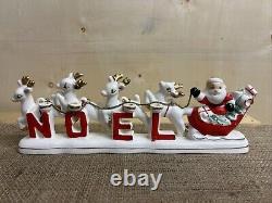 RELCO NOEL SANTA SLEIGH REINDEER CHRISTMAS TAPER CANDLE HOLDER 1950's MCM Japan