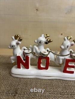 RELCO NOEL SANTA SLEIGH REINDEER CHRISTMAS TAPER CANDLE HOLDER 1950's MCM Japan