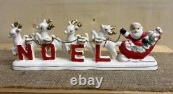 RELCO NOEL SANTA SLEIGH REINDEER CHRISTMAS TAPER CANDLE HOLDER 1950's MCM Japan