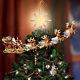 Revolving Christmas Santa Reindeer Sleigh Star Light Tree Topper Thomas Kinkade