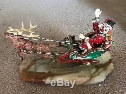 RON LEE'S SANTA CLAUS CLOWN SCULPTURE in a SLEIGH PULLED by ONE REINDEER