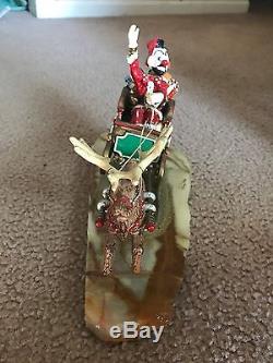 RON LEE'S SANTA CLAUS CLOWN SCULPTURE in a SLEIGH PULLED by ONE REINDEER