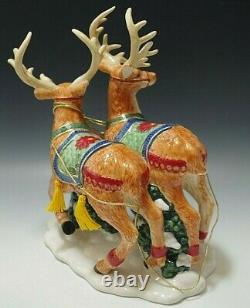 Radko Helpling Santa 2 Piece Musical Figurine Reindeer Sleigh Set Large With Box