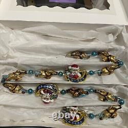 Radko Santa Now Dash Away All Santa In Sleigh With Reindeer Glass Garland 39