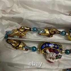 Radko Santa Now Dash Away All Santa In Sleigh With Reindeer Glass Garland 39