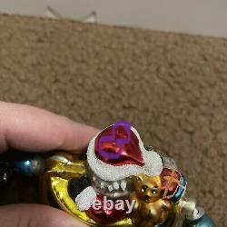 Radko Santa Now Dash Away All Santa In Sleigh With Reindeer Glass Garland 39