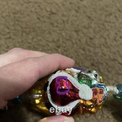 Radko Santa Now Dash Away All Santa In Sleigh With Reindeer Glass Garland 39