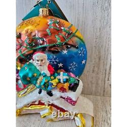 Radko twas night before reindeer Santa sleigh RARE moon ornament limited vintage