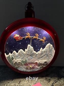 Rare 12.8 Mr Christmas Santa Sleigh Reindeer Mountain Animated Ornament 24 Song