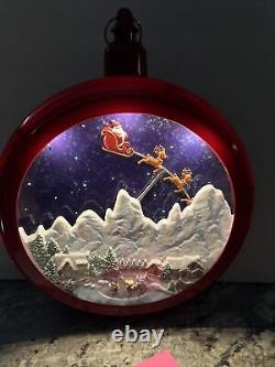 Rare 12.8 Mr Christmas Santa Sleigh Reindeer Mountain Animated Ornament 24 Song