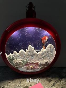 Rare 12.8 Mr Christmas Santa Sleigh Reindeer Mountain Animated Ornament 24 Song