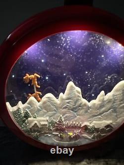 Rare 12.8 Mr Christmas Santa Sleigh Reindeer Mountain Animated Ornament 24 Song