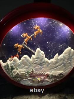 Rare 12.8 Mr Christmas Santa Sleigh Reindeer Mountain Animated Ornament 24 Song