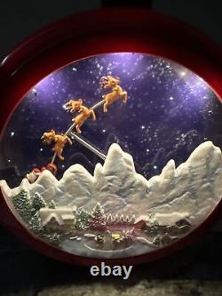 Rare 12.8 Mr Christmas Santa Sleigh Reindeer Mountain Animated Ornament 24 Song