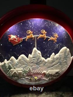 Rare 12.8 Mr Christmas Santa Sleigh Reindeer Mountain Animated Ornament 24 Song