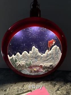 Rare 12.8 Mr Christmas Santa Sleigh Reindeer Mountain Animated Ornament 24 Song