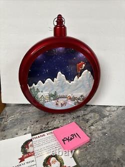 Rare 12.8 Mr Christmas Santa Sleigh Reindeer Mountain Animated Ornament 24 Song