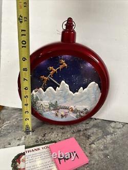 Rare 12.8 Mr Christmas Santa Sleigh Reindeer Mountain Animated Ornament 24 Song