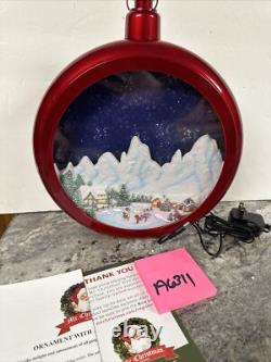 Rare 12.8 Mr Christmas Santa Sleigh Reindeer Mountain Animated Ornament 24 Song