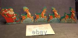 Rare 1940s Happy Christmas Santa's Sleigh Reindeer Paper/Cardboard Display