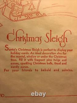 Rare 1940s Happy Christmas Santa's Sleigh Reindeer Paper/Cardboard Display