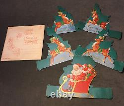 Rare 1940s Happy Christmas Santa's Sleigh Reindeer Paper/Cardboard Display