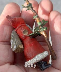 Rare Antique German Santa Sleigh Moving Reindeer Metal Penny Toy