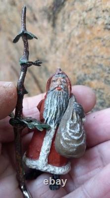 Rare Antique German Santa Sleigh Moving Reindeer Metal Penny Toy