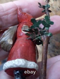 Rare Antique German Santa Sleigh Moving Reindeer Metal Penny Toy