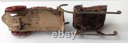 Rare Antique German Santa Sleigh Moving Reindeer Metal Penny Toy