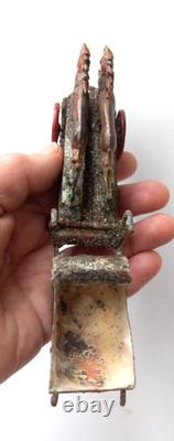 Rare Antique German Santa Sleigh Moving Reindeer Metal Penny Toy