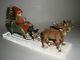 Rare Antique German Santa In Moss Covered Sleigh Lead Reindeer Venetian Dew Base