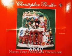 Rare Christopher Radko Christmas North Pole Departure Snowglobe Musical Sealed