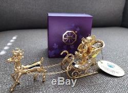 Rare Crystal Tempations Swarovski Crystal 24K Mickey Mouse Santa Reindeer Sleigh